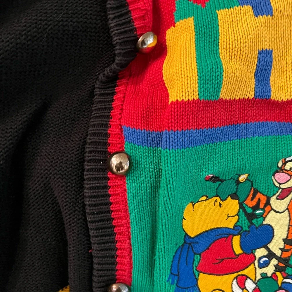 Colorful Holiday Sweater with Cartoon Characters - Picture 3 of 7